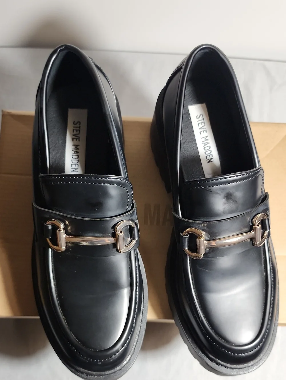 Steve Madden Approach Black Platform Bit Loafers - Size 8